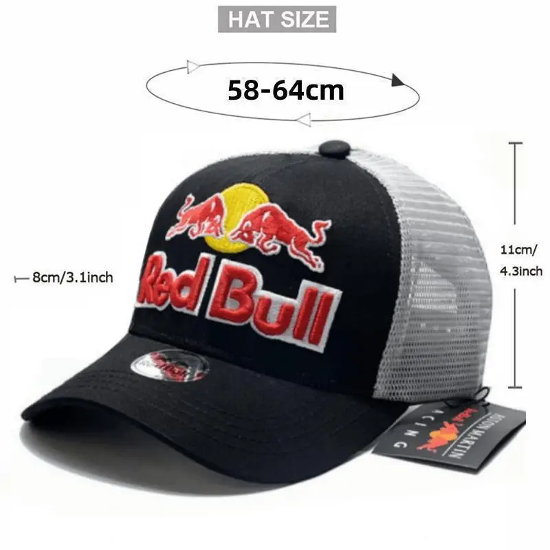 High quality Red Bull baseball cap, men\'s and women\'s cycling cap, mesh cap, fashionable embroidery, casual sports duckbill cap