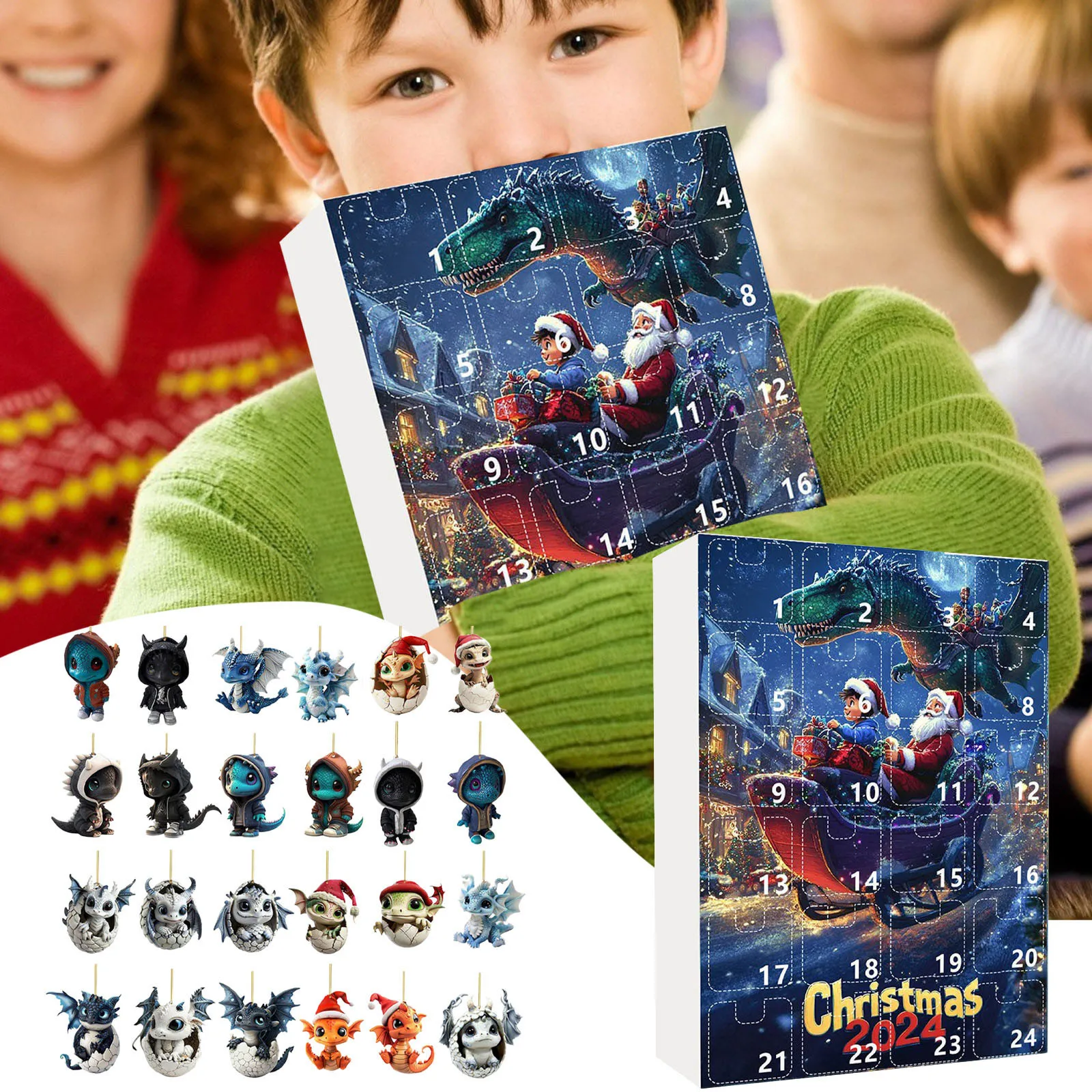 School Clock Timer Christmas Tree Dragon Pendant Advent Calendar 2024 24 Day Christmas Large Hour Glass with Sand for Kids