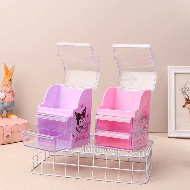 Sweet New Sanrio My Melody Cinnamoroll Anime Kawaii Desktop Storage Box Cute Kuromi Drawer Jewelry Case Storage Shelf Kids Toys