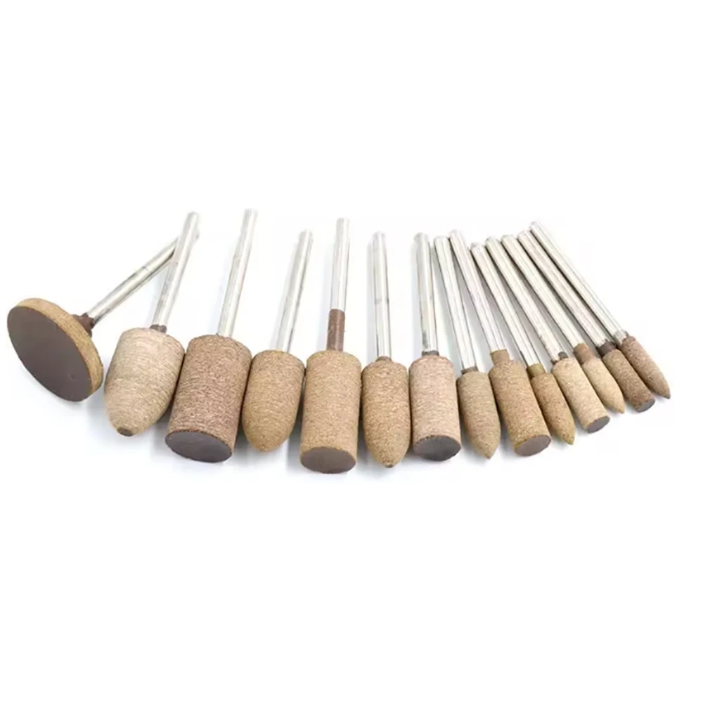 10Pcs Cowhide Polishing Grinding Head Shank 2.35/3mm Cylinder / Pointed / T Type Head Diameter 3/4/5/6/8/10/12mmm