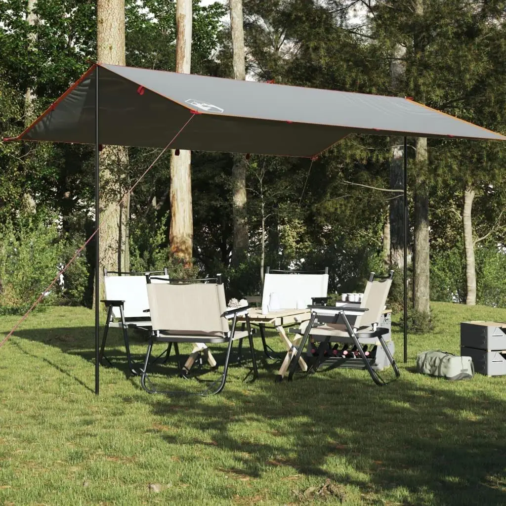 Waterproof Grey & Orange Camping Tarp 400x294 cm - Durable Outdoor Shelter