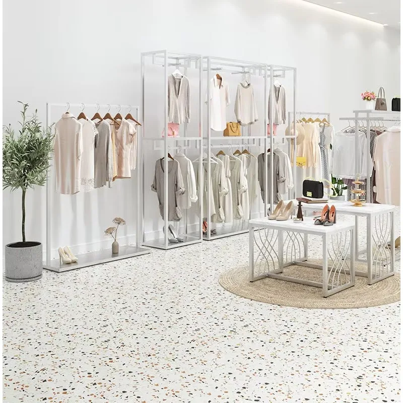 

HangerClothing Store Display Rack Floor-to-ceiling Live Stream Clothes Rack Simple Hanging Women's Clothing Shelf Display Side H