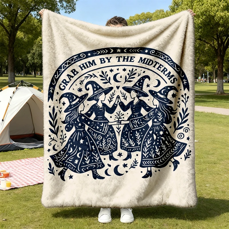 Grab Him By The Midterms Liberal Halloween Flannel Blanket, Funny Political Humor, Subtle Democrat Progressive