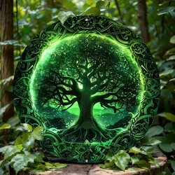 Tree of Life Wreath Decoration Circular Aluminum Metal Decorative Logo,suitable Home Apartment Living Decoration Holiday Gift