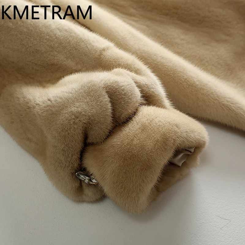 KMETRAM 100% Whole Mink Fur Jacket Woman High Quality Real Mink Fur Coat with Hood Winter Coats Women Clothing 2025 Fourrure