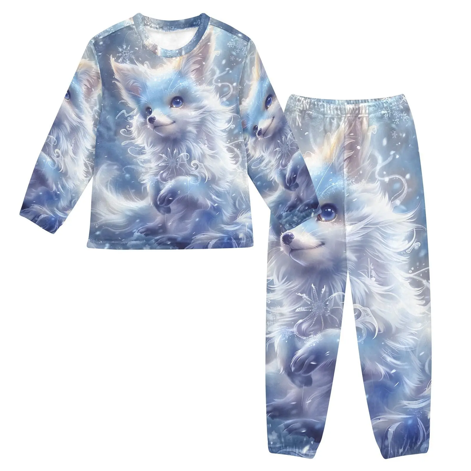 

Зимние мягкие плюшевые пижамные комплекты с длинными рукавами и принтами животных для девочек и мальчиков, удобная детская одежда для сна, одежда для сна, домашняя одежда