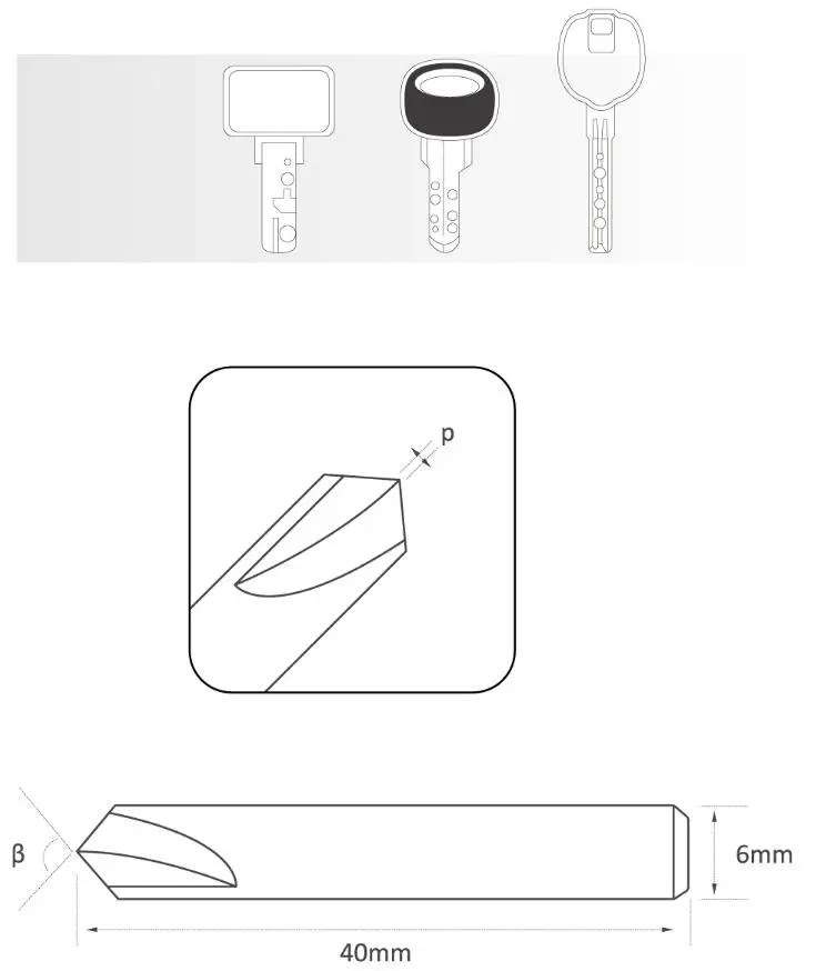 Raise Carbide Universal Vertical Milling Cutter Key Probe 80 95 105 Locksmith Tools End Mills Cutters