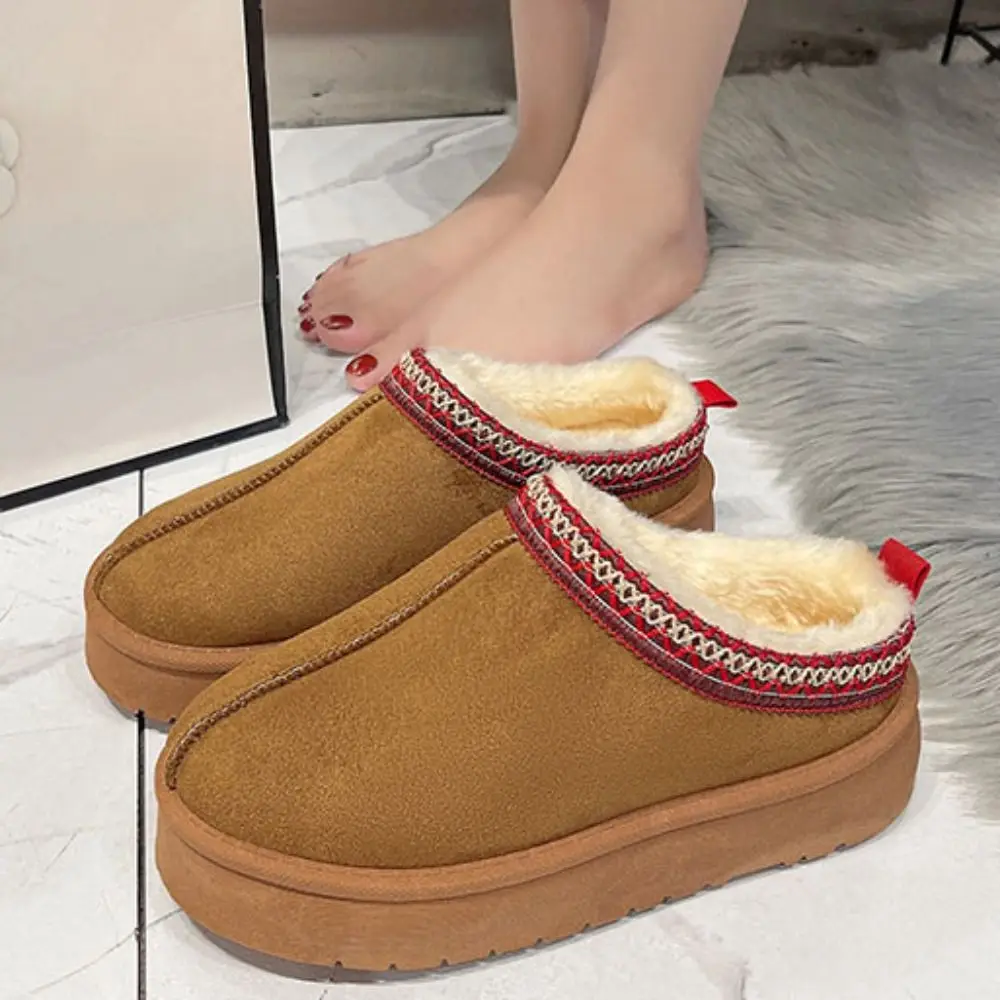 

Модные однотонные тапочки на платформе, толстые пушистые тапочки на плоской подошве, бархатные нескользящие мягкие плюшевые тапочки, осень-зима