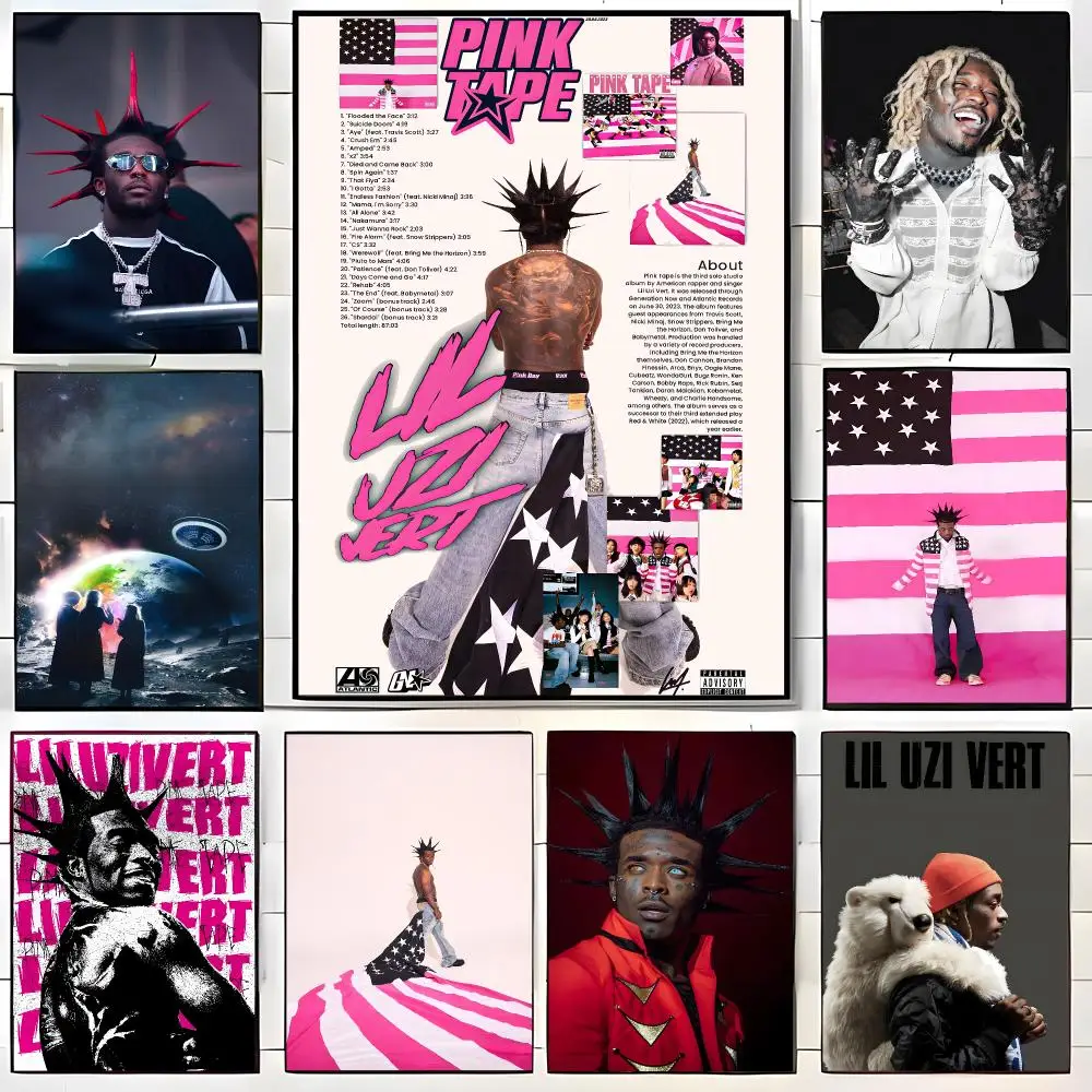 American Hip Hop L-Lil Uzi Vert Poster  Self-adhesive Art Waterproof Paper Sticker Coffee House Bar Room Wall Decor