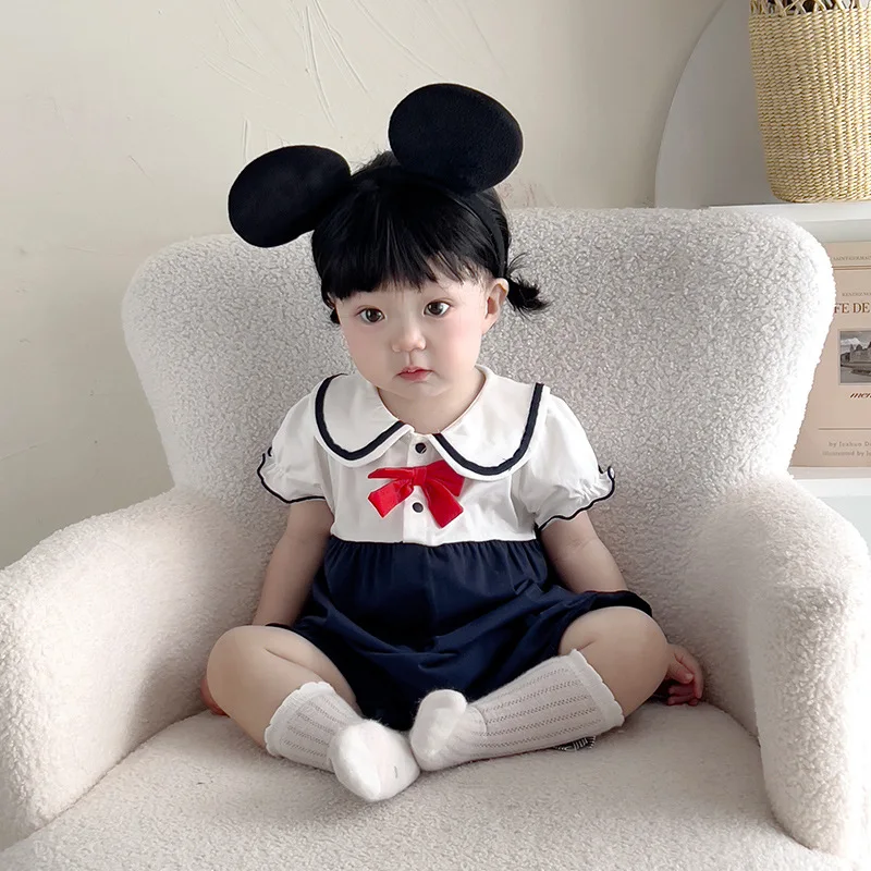 Summer Baby Girl Doll Collar Short Sleeve Romper Thin Cotton Soft Skin friendly Newborn Daily Clothes 0-1 Years Bodysuits