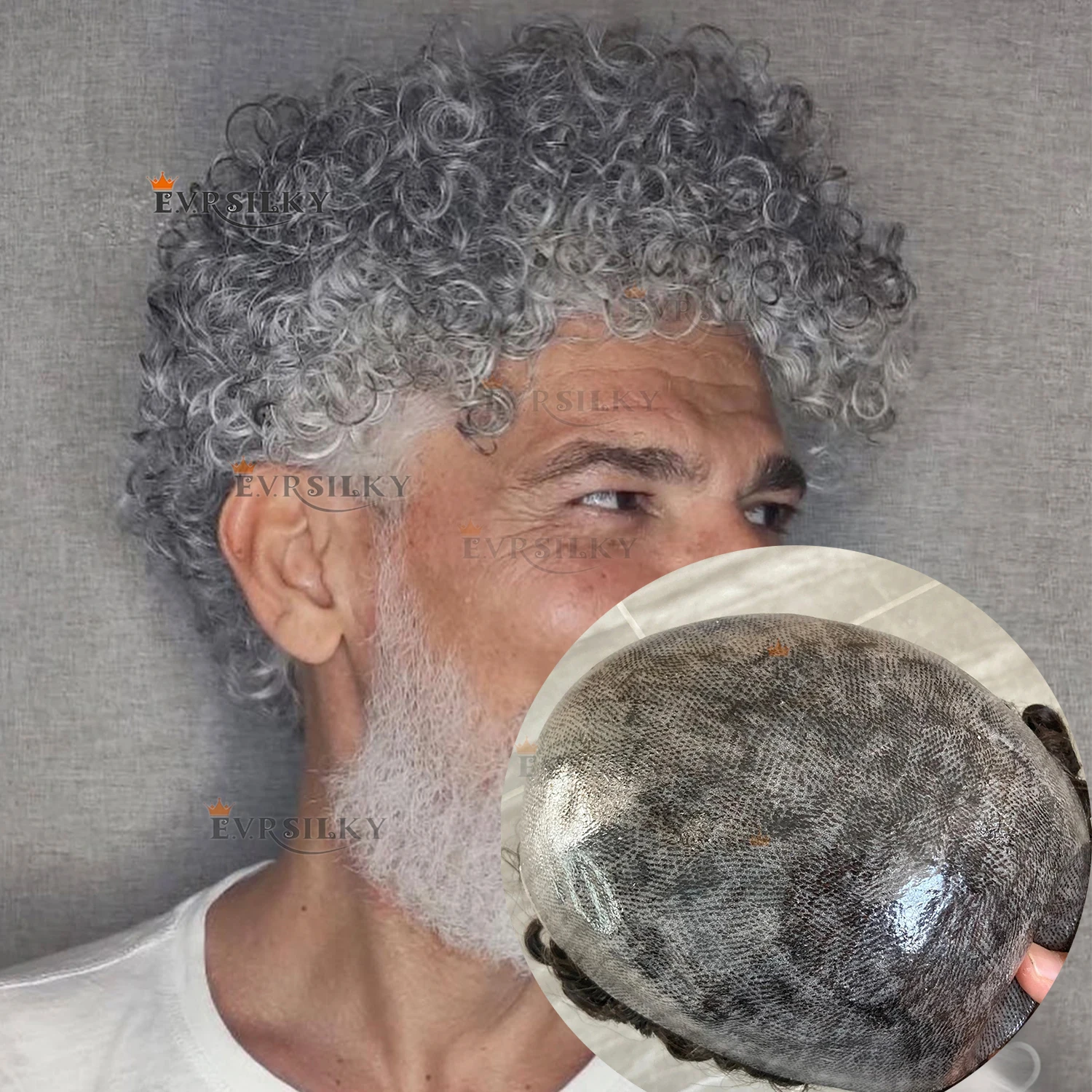 

1B65 1b80 Серый Черный Мужской Парик Супер Прочный Полный ПУ 15 мм Вьющийся Афро Мужской Парик Человеческие Волосы Мужская Система Замены Волос Prosthesi