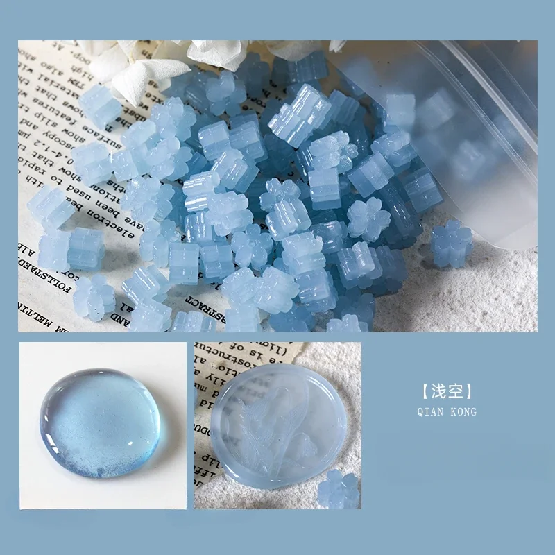 60 stks Semi Transparante Jade Kleur Lakzegel Stempel Deeltjes Sakura Vorm Wax Materiaal DIY Handboek Wenskaart Afdichting Tool