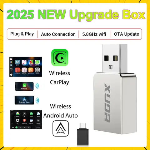 Wireless CarPlay&Android Auto Adapter Upgraded Dual Wireless Plug&Play OTA Updates Compatible with 99% Cars USB-Powered Car Wire