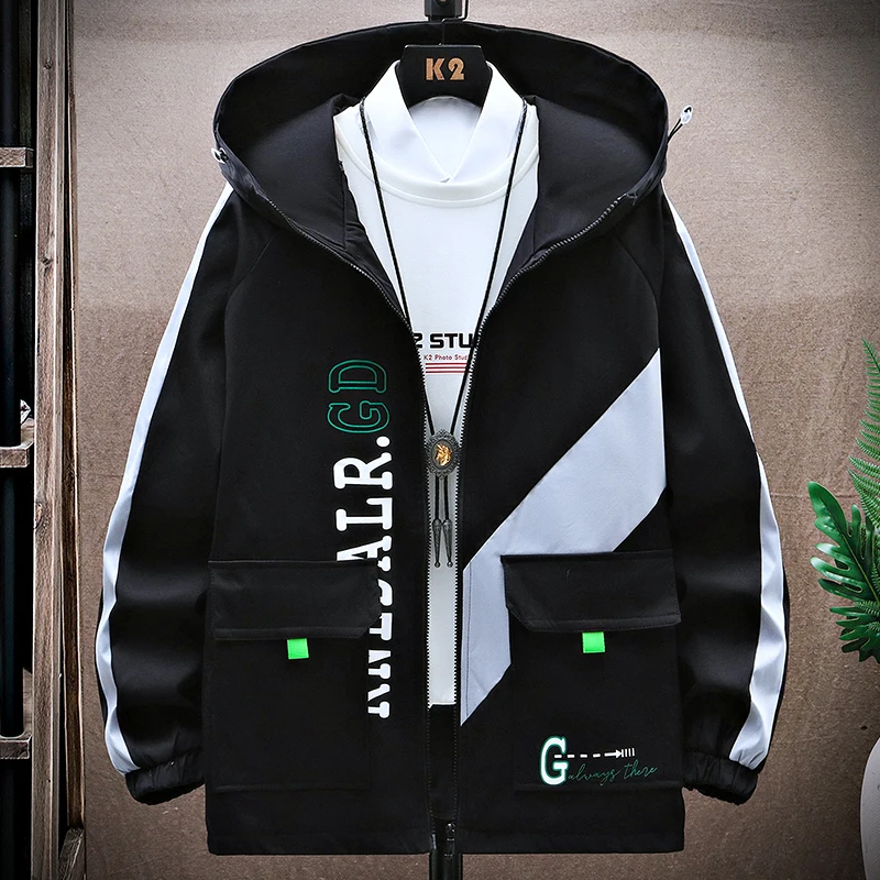 Men's Hooded Jacket 2024 New style Spring and Autumn Men's Windbreaker Fashion Casual Zipper Hooded Jacket Men's Slim Fit Jacket