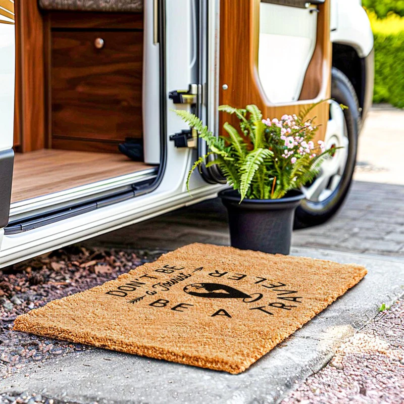Personalized Customizable Logo Motor Home RV Camper Doormat Outdoor Welcome Mat For Campervan Traveller Perfect Camping RV Gift