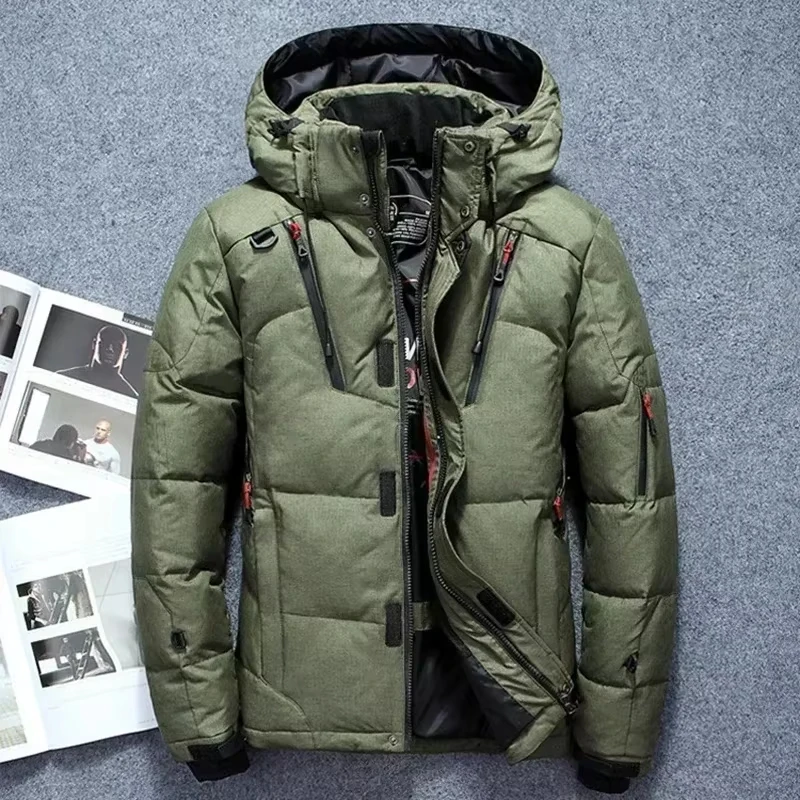 Siren Chic Parkas Winter Thickened Men's Casual Lightweight Down Jacket Skiing Climbing Hunting Hooded Warm Duck Down Coat