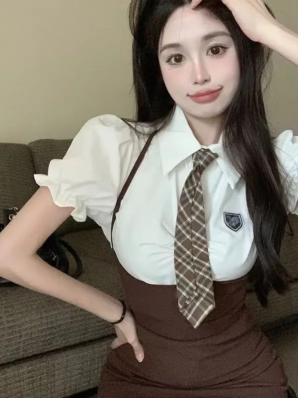 

Летнее платье в студенческом стиле для женщин: милое и дерзкое, с завышенной талией, стройнящее, шикарное, на бретельках, короткое, из полиэфирного волокна