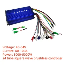 Electric Vehicle Brushless Motor Controller 3000W-5000W 48V 60V 64V 72V 84V 100A For E-Bike Motor Motorcycles Spare Accessories