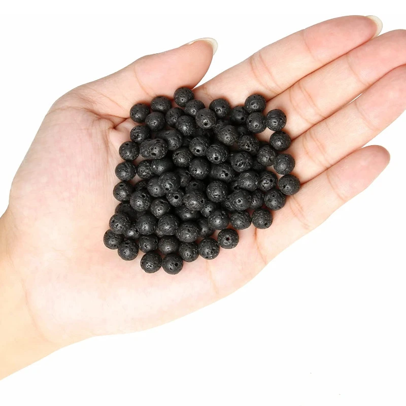 Black Volcanic Lava Beads Round Spacer Beads for Jewelry Making Handmade Diy Bracelet Necklace