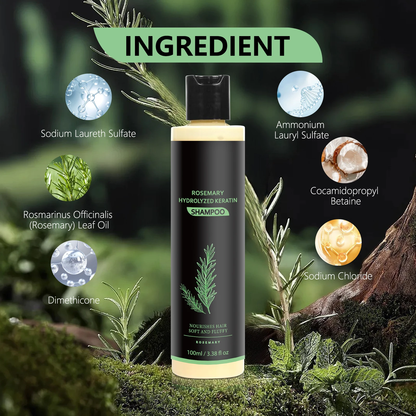 إكليل الجبل مكافحة الصلع إعادة نمو الشعر المغذي العميق إصلاح سبليت ينتهي الشعر مهدئا فروة الرأس مكافحة القشرة شامبو نمو الشعر #4