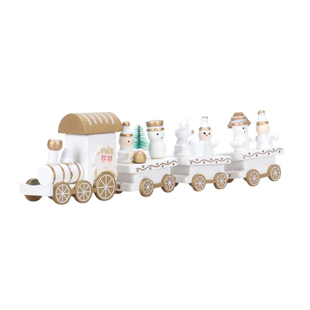 

Mini Wooden Train Christmas Decoration Ornaments Four-section Desktop Cartoon Child Toddler Gifts