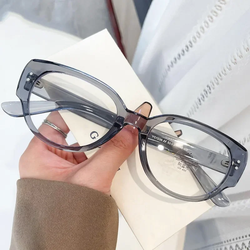 Transparente große Myopie-Brille, ultraleicht, quadratischer Rahmen, Anti-Blau, Minus-Brille, Retro-Rezeptbrille, Dioptrien 0 bis -4,0 – Detail 11