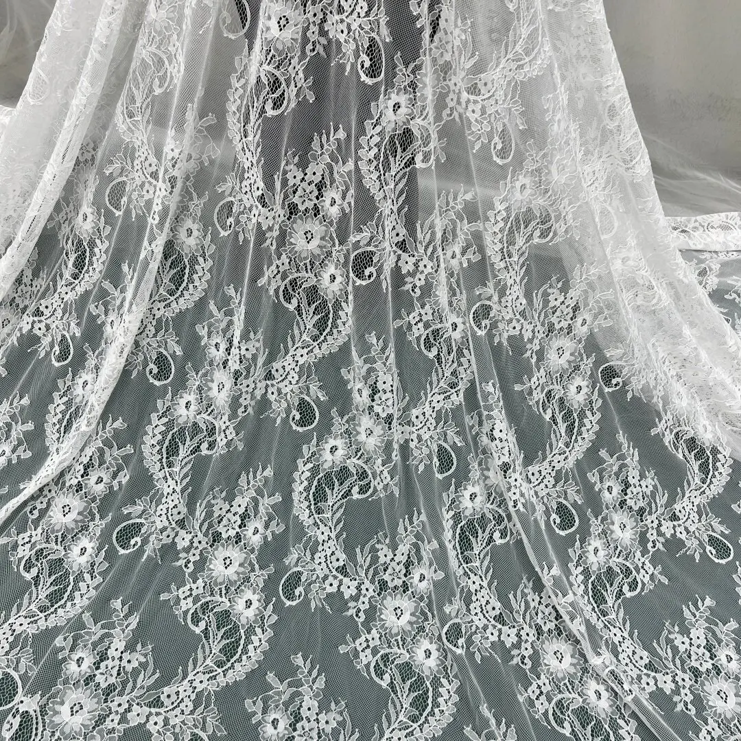 3M Länge Phoenix Tail Wimpern Spitzenstoff. Hochzeits-Spitzenstoff, weiß, DIY-Material, Nähen, Spitzenstoff, hohe Qualität, 2025 – Detail 10