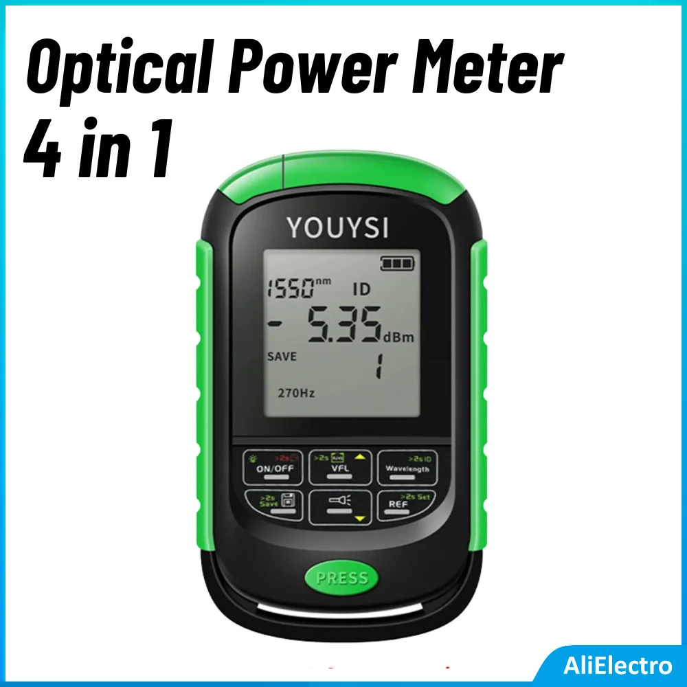 Mini 4 em 1 Multifunction Medidor de Potência Óptica, Visual Fault Locator, Network Cable Test, Optical Fiber Tester, 5km, 15km, 30km, VFL