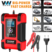 Smart Car Battery Charger 12V 24V LCD Display Motorcycle 7 Stage Automatic Charger AGM Deep Cycle GEL Wet Dry Lead-Acid Charger