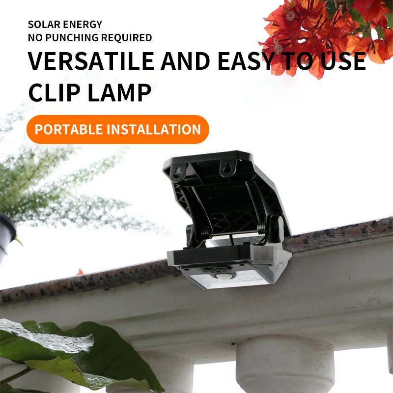 1pc Outdoor Solar Clip Light LED Sensor Garden Light Garage Light for Travelling, Camping, Hiking