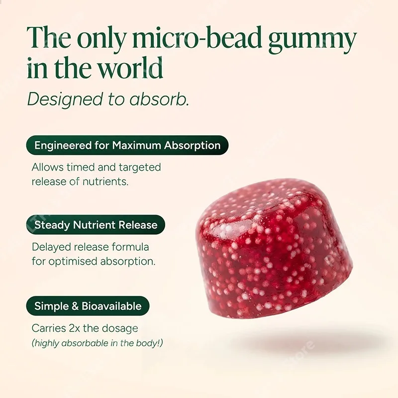 Micro-bead Magnesium Gummies Engineered for Maximum Absorption Daily Magnesium Supplement / Relaxation Nutrition 60 Gummies