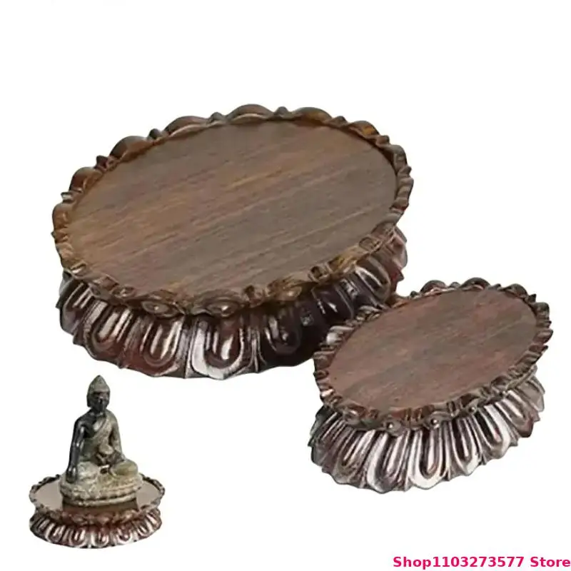 

Solid Wood Carved Lotus Display Base Zen Buddha Statue Handicraft Display Rack Mini Sculpture Display Base Teapot Base