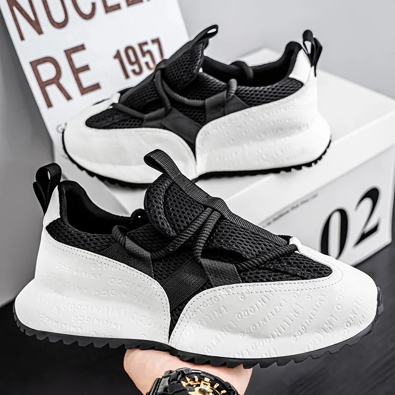 

Новинка 2025 года, легкая толстая подошва, мягкая подошва, удобная дышащая сетчатая повседневная спортивная мужская обувь, повседневная обувь на подошве с сумкой