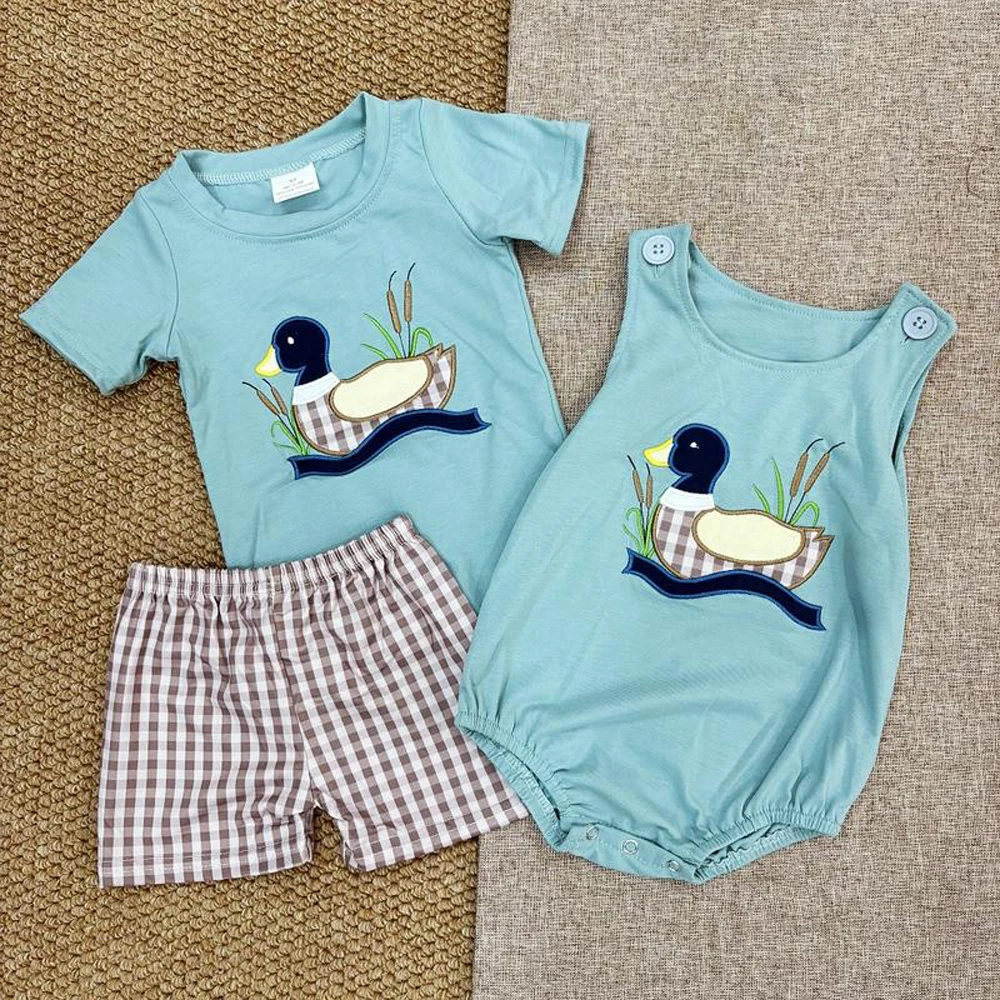 

z1016-16 BSSO0281 Wholesale baby boy clothes matching embroidery short sleeve shorts sets Summer Boutique kids clothes boys