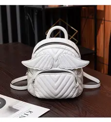 JIAERDI Harajuku Wing Mini Backpack Women Sweet Fairycore Aesthetic Leather Chic White Backpacks Ladies Lolita Cute Y2k Mochila