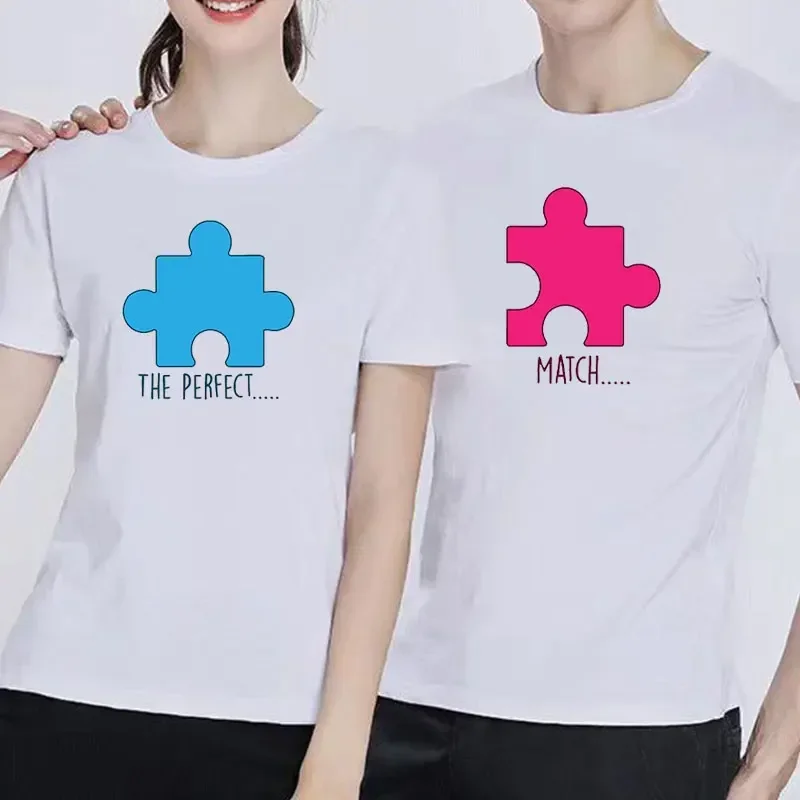 

2024 Valentine's Day Top Clothing Couple T-shirt Summer Short Sleeve Fashion Harajuku T-shirt Unisex Couple Matching Clothing