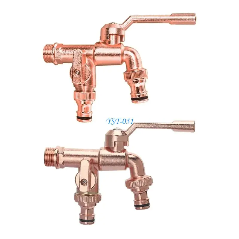 

E15A Freeze Proof Metal Faucet Double Outlet Garden Sink Installs for Washing Machine