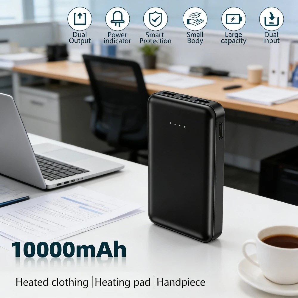

Портативное зарядное устройство (Power Bank) 10000 мАч для курток с подогревом, выход 5В 2А, безопасный корпус из PC+ABS, совместимость с 99% устройствами