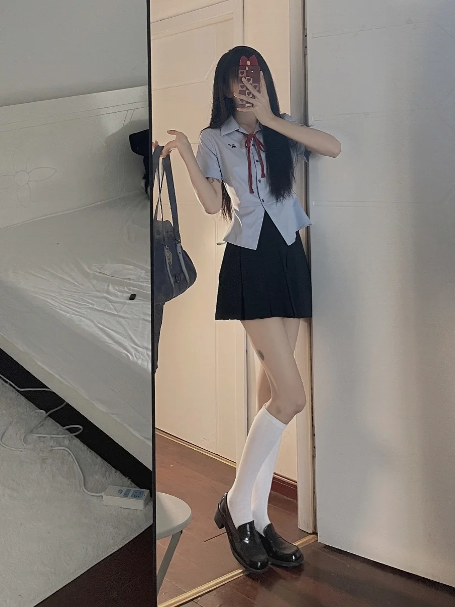 

Оригинальный дизайн, соленая слива, юбка с завышенной талией, устойчивая к морщинам, с белым воротником в горошек, вышитая, женская мода