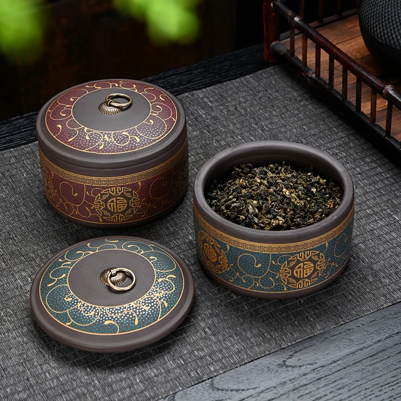 Purple Sand Tea Jar High Grade Sealed Candy Jar Multifunctional Nut Coffee Bean Medicinal Material Storage Box Kitchen Container