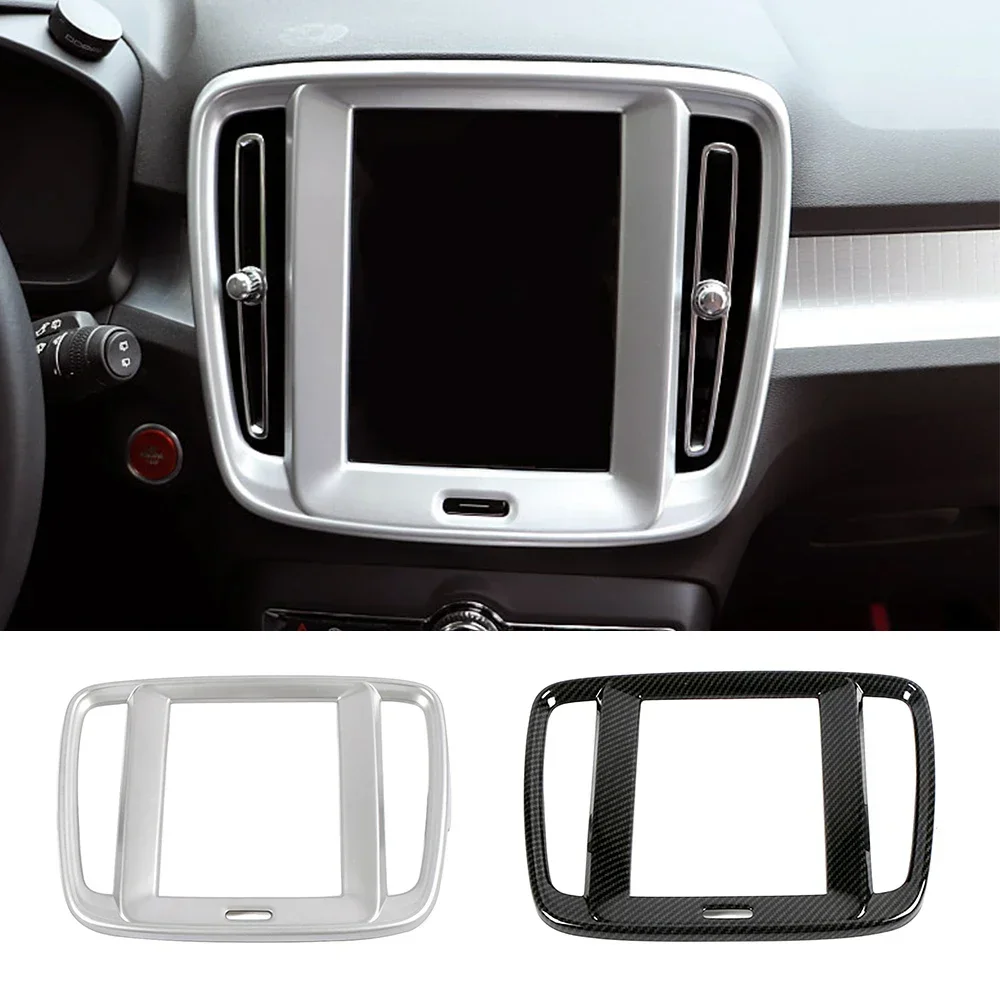 Image of Für Volvo XC40 2018-2025 Interior Center Konsole Navigation GPS Navigator Rahmen Trim Dekoration ABS Silber Aufkleber Abdeckung