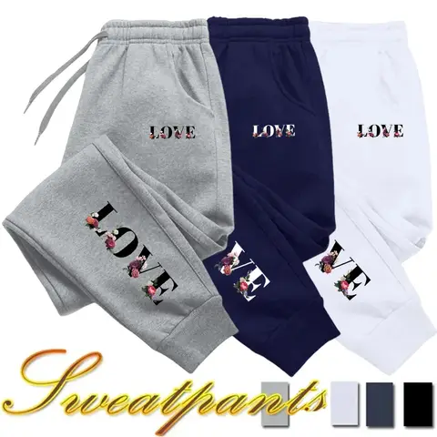 Dam Träningsbyxor Nya Love Letter Print Street Lyxiga Träningsbyxor Daglig Casual Enkelhet Mångsidiga Joggingbyxor Sportbyxor 10 best sales kromhjärtade jeans - №3