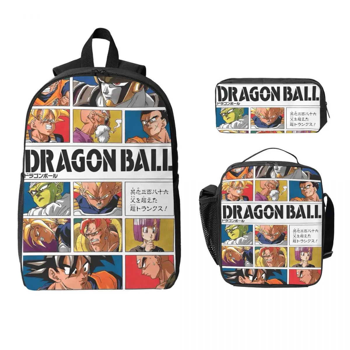 DragonBallZ Kids Backpack Lunch Box Pen Bags for Boys Girls Backpacks Schoolbag Bookbag Set