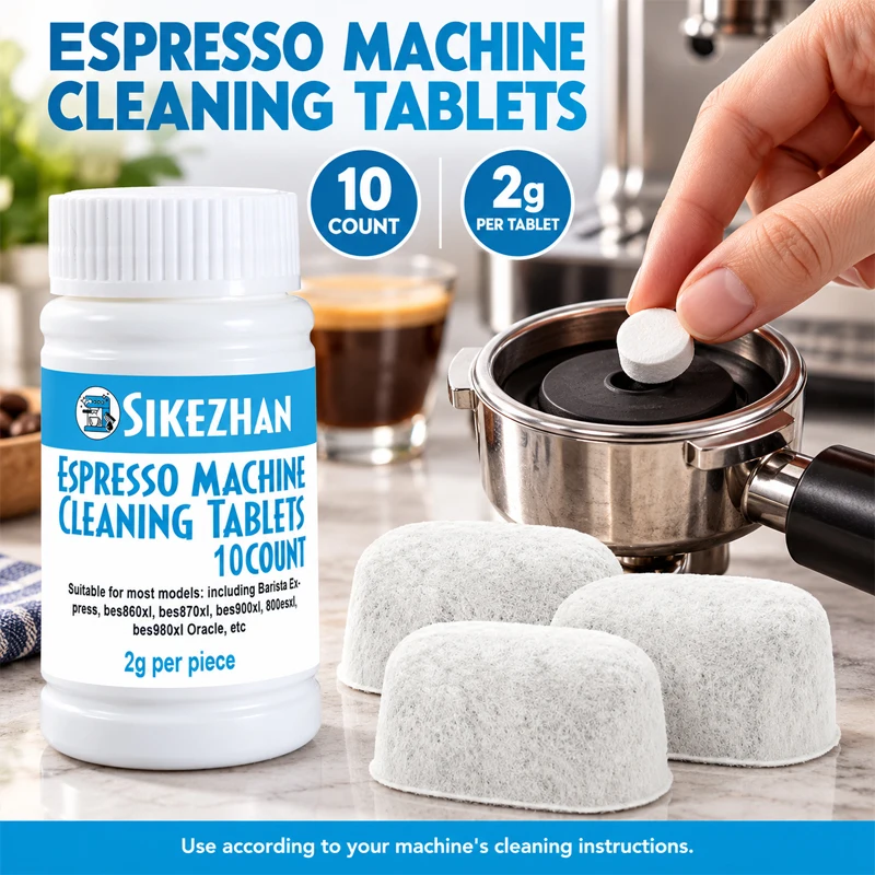 Universal Espresso Machine Cleaning Tablets 50 Count with Charcoal Water Filter Pack for Coffee Maker Care 2g - SIKEZHAN