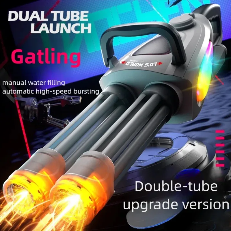 Nova pistola de água elétrica gatling brinquedo com led pistola de água spray automático blaster canhão piscina brinquedo verão para crianças meninos adulto presente