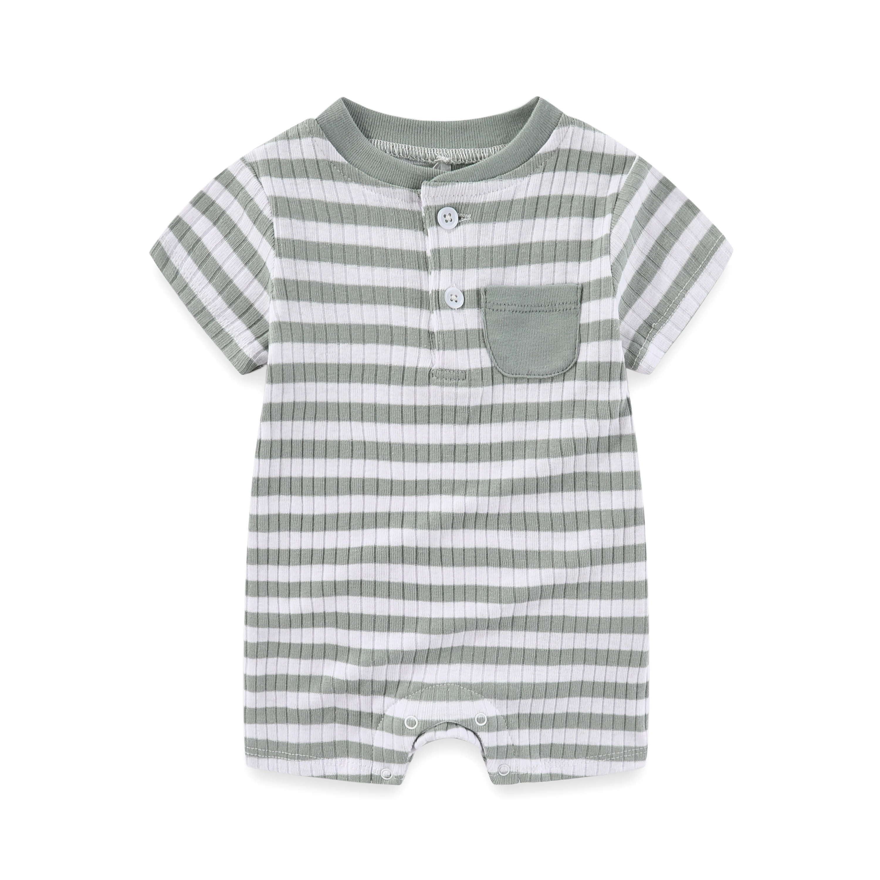 Newborn Baby Dinosaur Jumpsuit 2-Piece Set Of Striped Printed Baby Summer Short Sleeved Clothes