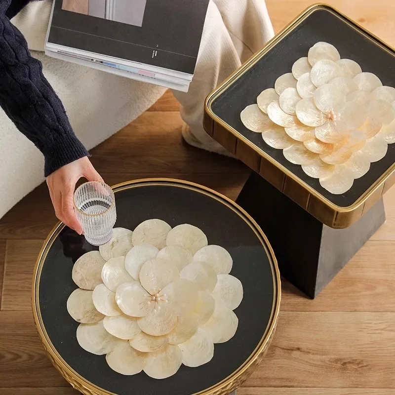 Creative medieval shell edge sofa corner wabi style retro furniture art coffee table household balcony small side
