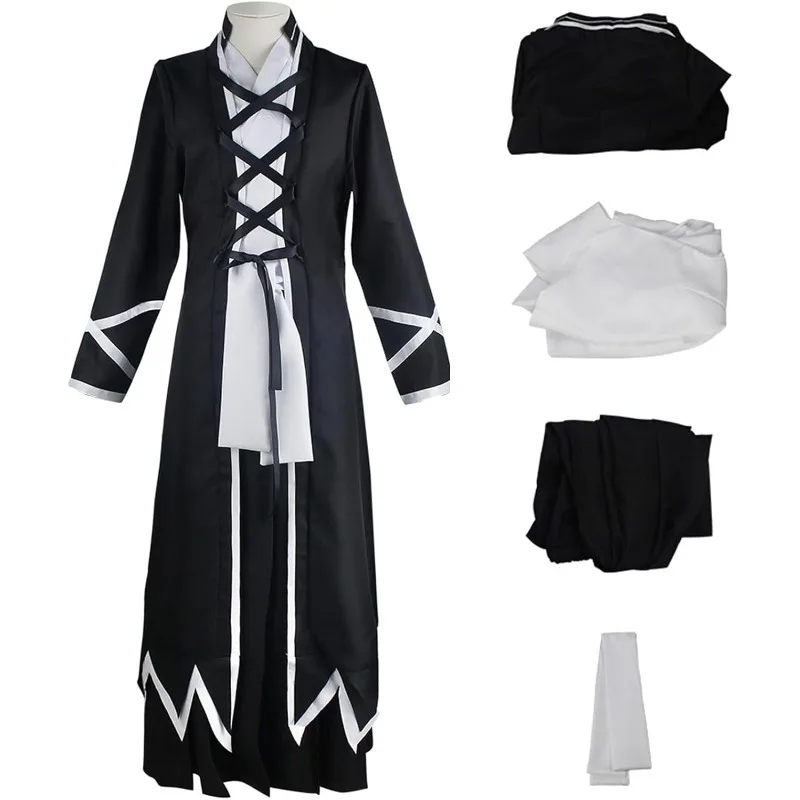 

Anime Kurosaki Cosplay Ichigoth Costumes Black Robe Cloak Japanese Traditional Swordsman Wig Halloween Outfits Sets for Men