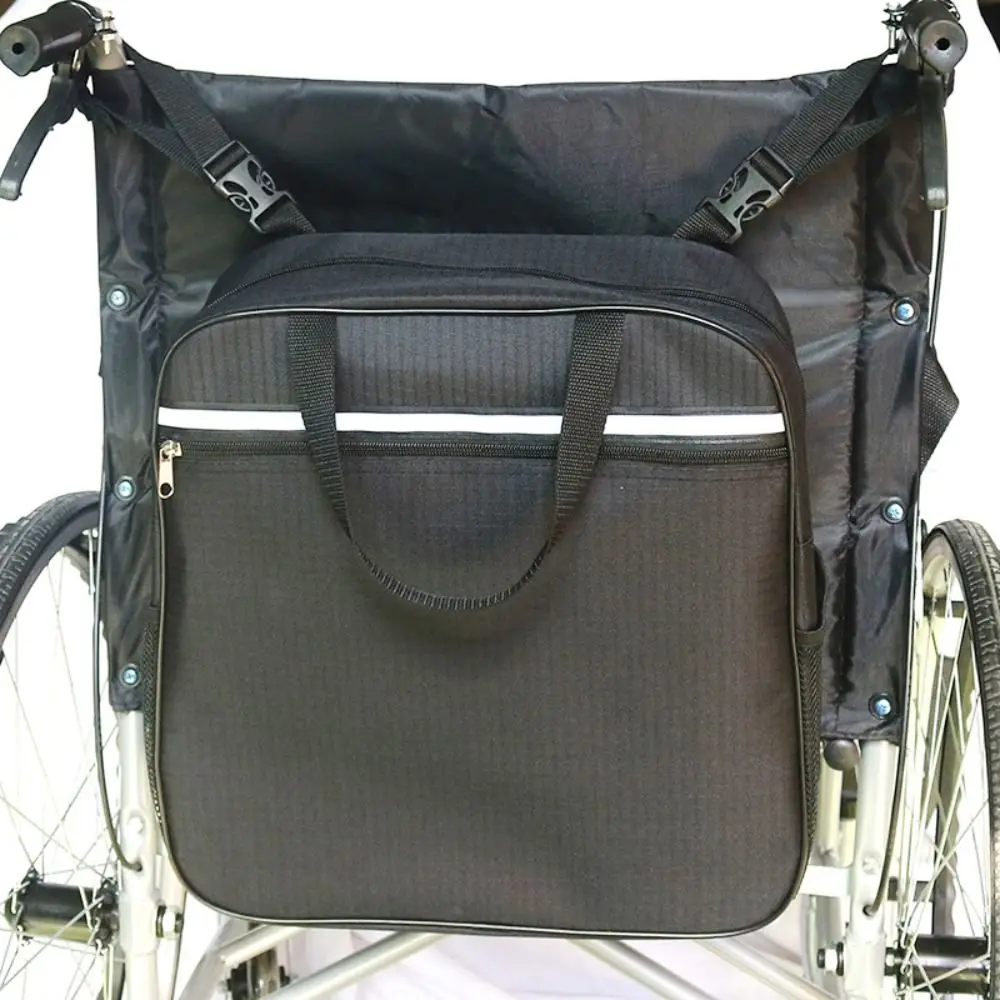 Large Capacity Mobility Wheelchair Bag Adjustable Multifunctional Wheelchair Backpack Zipper Closure Portable Disabled Aid Bag