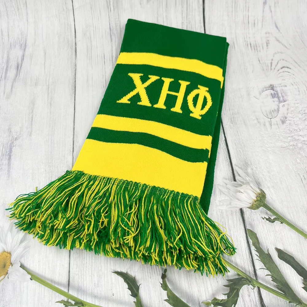 Chi Eta Phi 1932 Yellow Green Color Winter Knitted Keep Warm Scarves